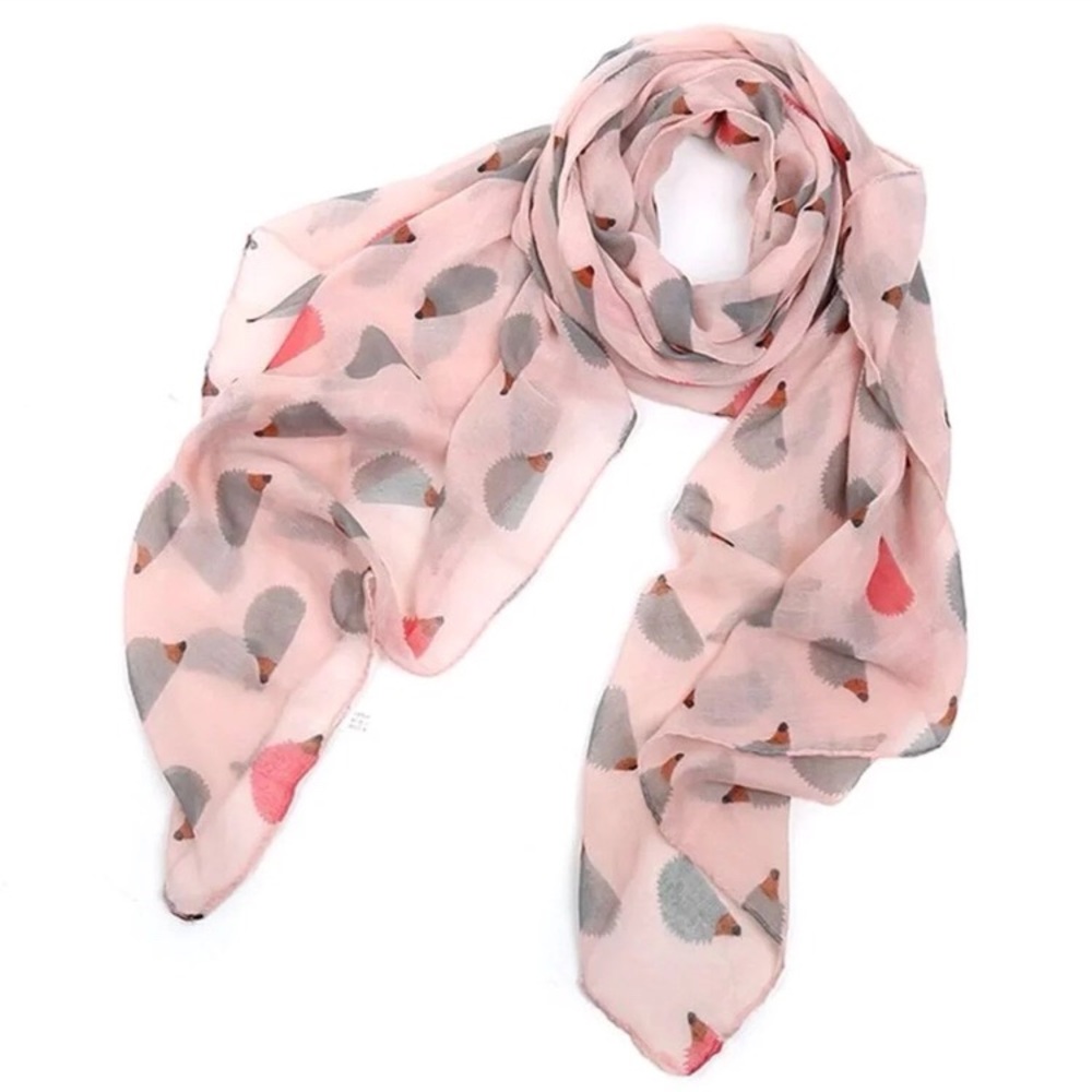Pink & Gray Hedgehog Lightweight Scarf